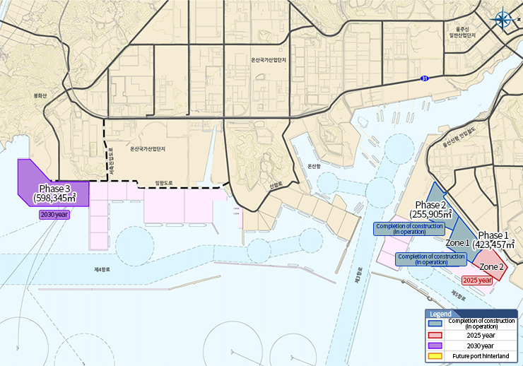 울산신항 배후단지 일반현황 지도