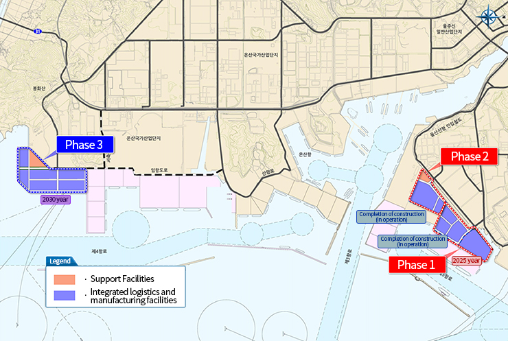 울산신항 항만배후안지 개발계획 평면도